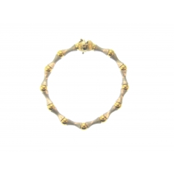 14Kt Two-tone Satin & Shiny Bow Shape and Bead Bracelet (17.70gr)